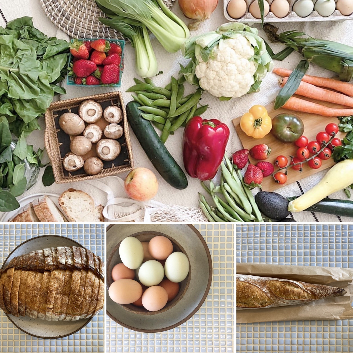 A. Farmers Market Produce Box, Bread and Eggs for Saturday Pick Up