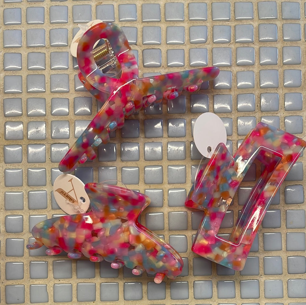 Adorro pink confetti clips