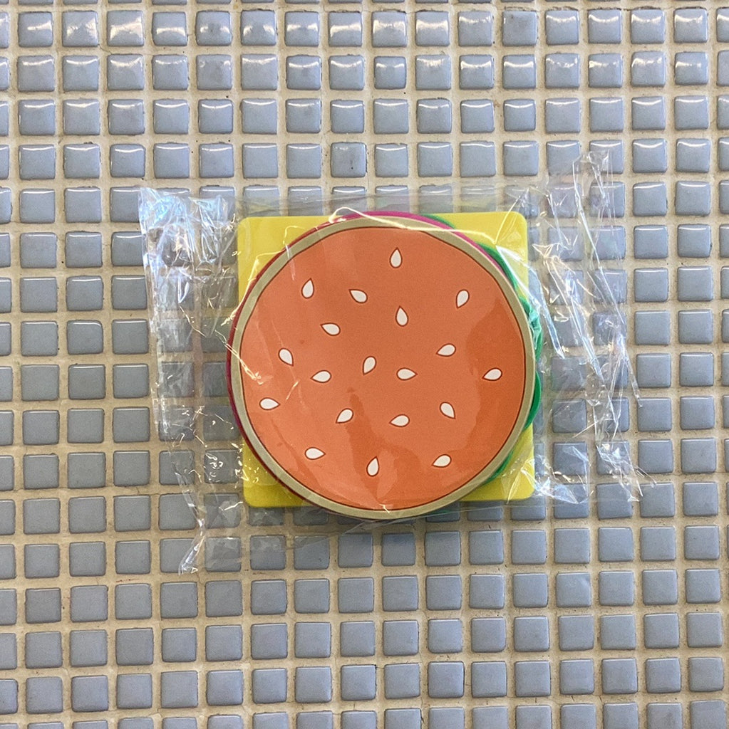 rainbow unicorn birthday surprise cheeseburger coaster set