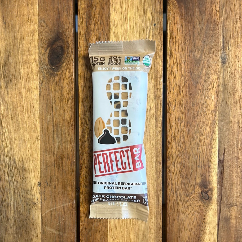 perfect bar dark chocolate chip peanut butter protein bar