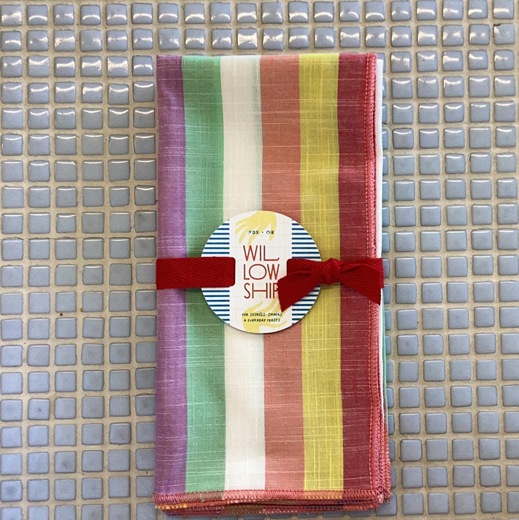 willow ship rainbow sherbet multi-color striped dinner napkins, set of 2