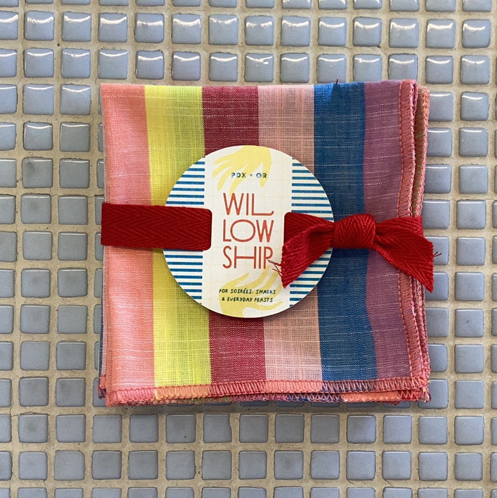 willow ship rainbow sherbet multi-Color striped cocktail napkins, set/4