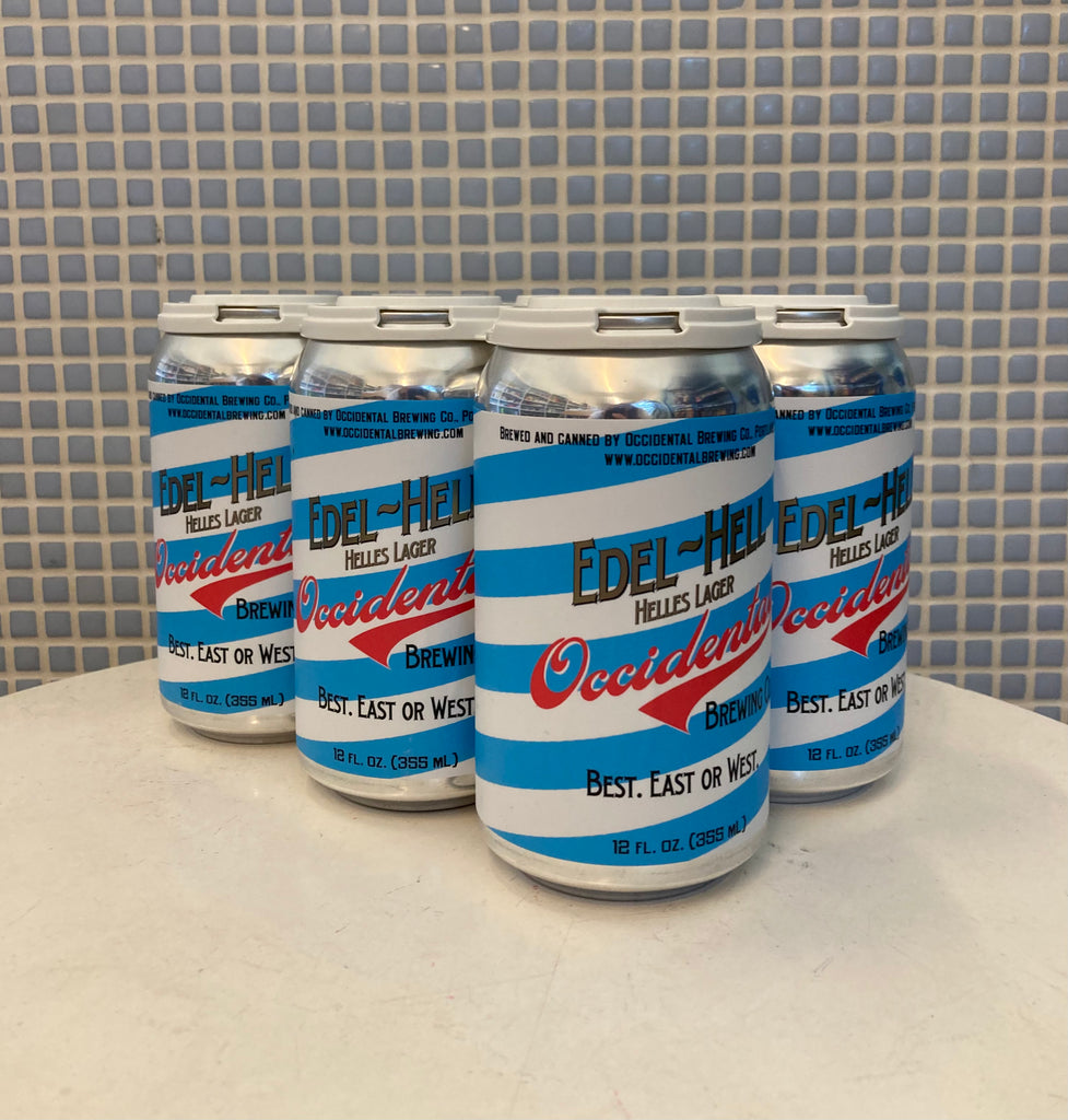 occidental 'edel-hell' helles lager, 6pk 12oz cans