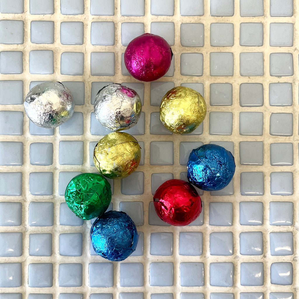 foil wrapped xmas choco balls