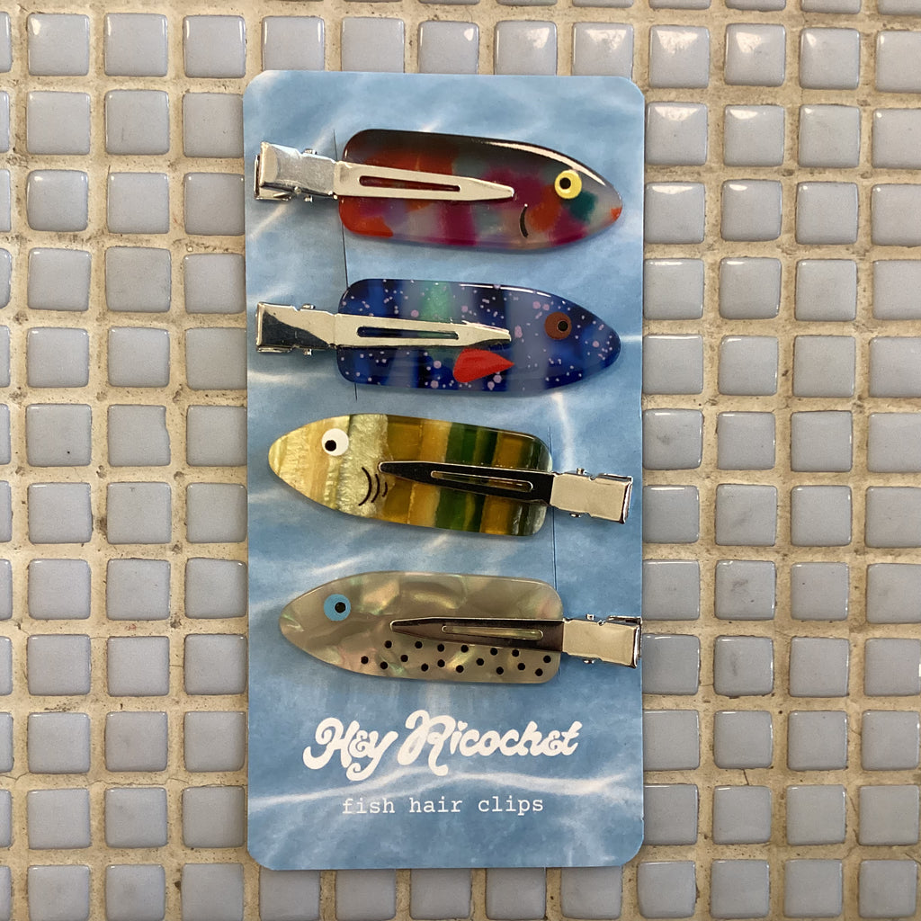 hey ricochet fish hair clips swirl