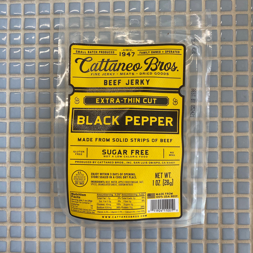cattaneo bros black pepper extra thin cut beef jerky 1oz