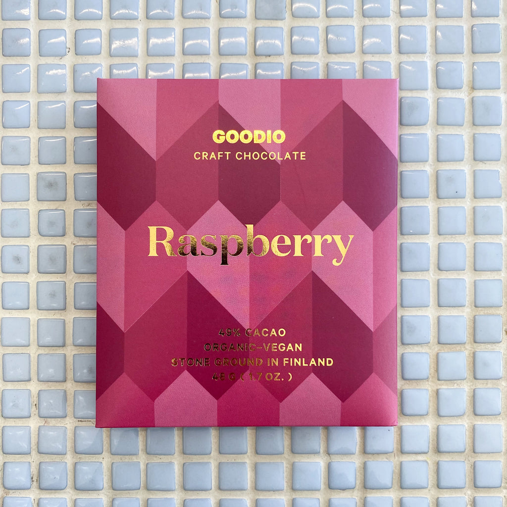goodio craft raspberry chocolate 50% cacao stone ground in helsinki