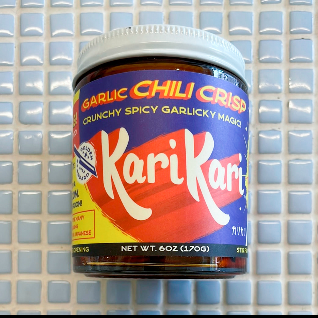 kari kari garlic chili crisp sauce is in